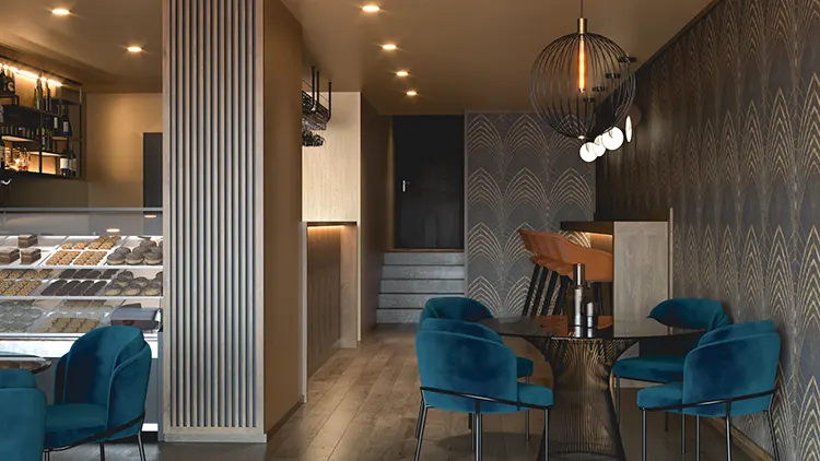 Modern kávézó/bár enteriőr