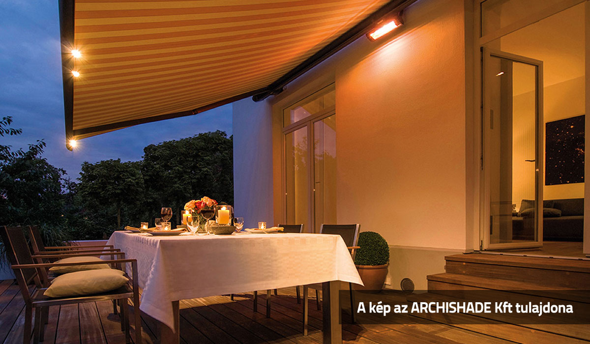 Idillikus hangulat a napellenző alatt hűv&ouml;sebb időkben is a k&eacute;nyelmi extr&aacute;kkal