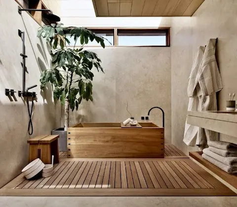 Japandi stílusú fürdőszoba