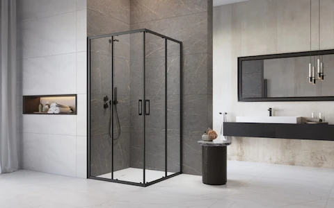 Premium Pro Black KDD fekete szögletes zuhanykabin