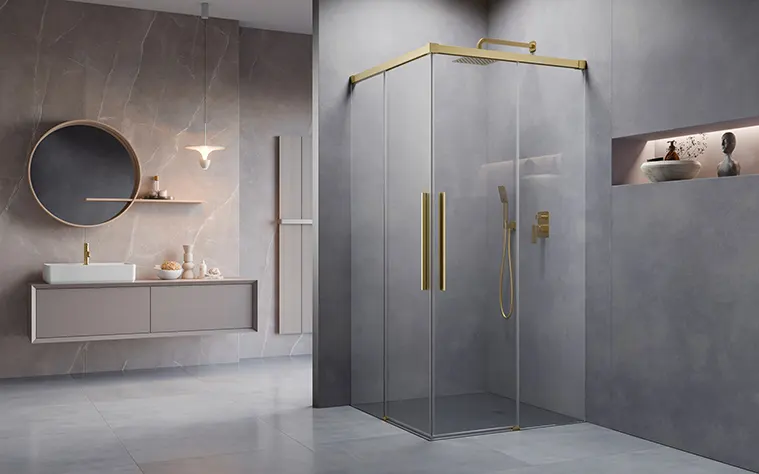 Radaway Idea 8 QL Brushed Gold KDD szögletes szálcsiszolt arany zuhanykabin