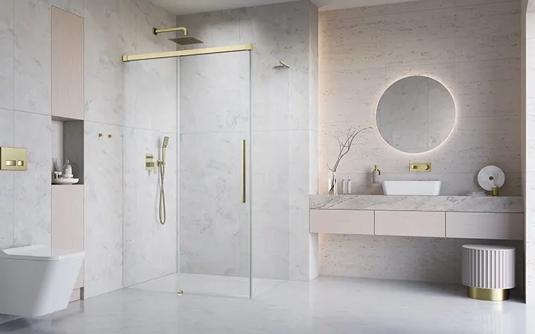 Radaway Idea 8 QL Brushed Gold KDJ szögletes szálcsiszolt arany zuhanykabin