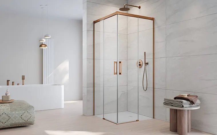 Radaway Idea Brushed Copper KDD szögletes szálcsiszolt réz zuhanykabin