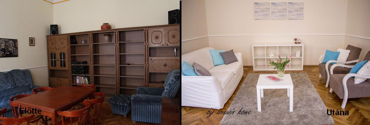 Belvárosi lakás home staging előtt és után