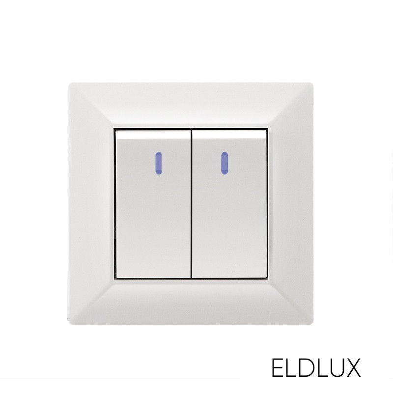 ELDGROUND jelzőfényes kettős váltókapcsoló fehér