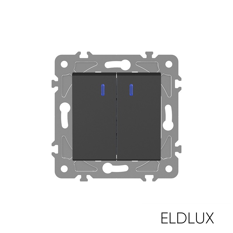 ELDGROUND jelzőfényes kettős váltókapcsoló fekete
