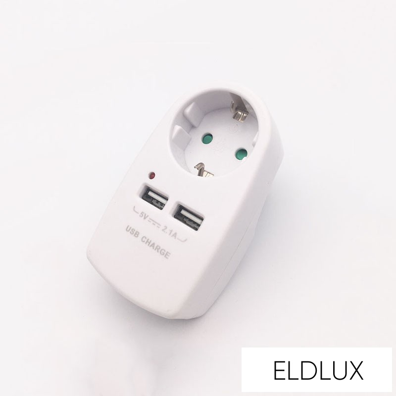 Elosztó 1x type F + 2x USB type A IP20