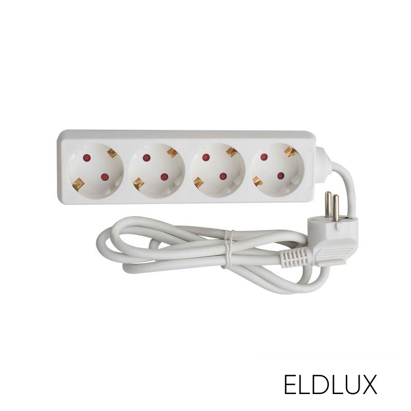 Hosszabbító 4 aljzat 1.5m x 1.5㎟ IP20 fehér