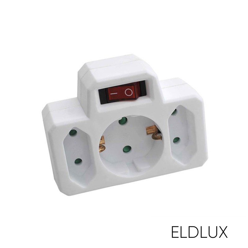 Elosztó 1x type F + 2x type C kapcsolóval IP20