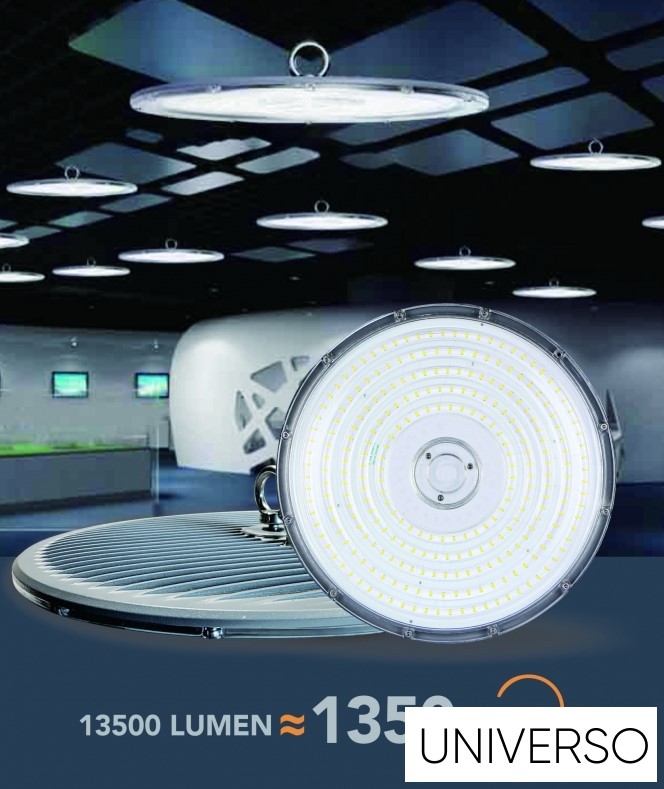 UNIVERSO Csarnok világítás 150w 13500lm 6500k D340x83mm IP65 fekete