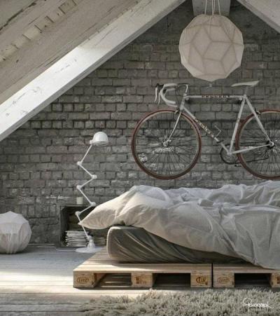 Kerékpáros otthon - tetőtér ötlet, modern stílusban