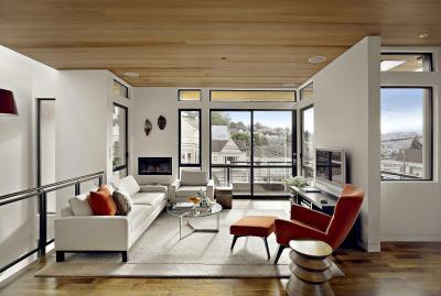 Emeleti társalgó - nappali ötlet, modern stílusban