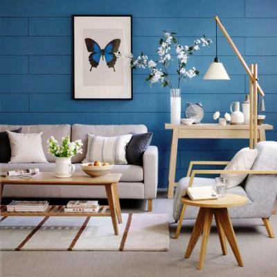 Kék nappali - nappali ötlet, modern stílusban