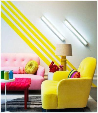 Neon színek - nappali ötlet, modern stílusban