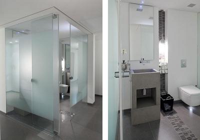 Modern üvegfalas fürdő - fürdő / WC ötlet, modern stílusban