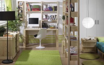 Modern világos gyerekszoba - dolgozószoba ötlet, modern stílusban