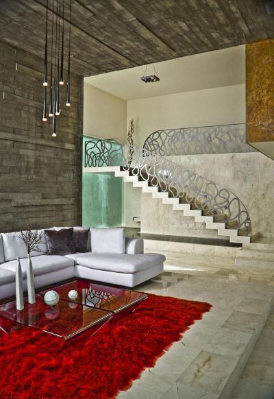 Beton a nappaliban - nappali ötlet, modern stílusban