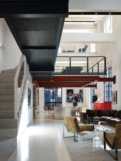 Loft Chicagóban - nappali ötlet, modern stílusban