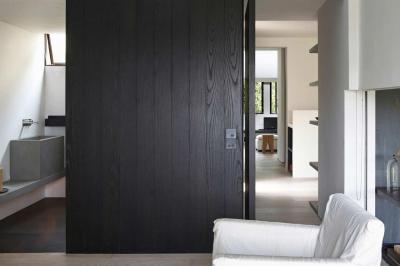 Átlátás a fürdőbe - nappali ötlet, modern stílusban