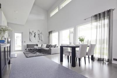 Monokróm nappali és étkező - nappali ötlet, modern stílusban