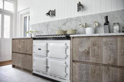 retro gáztűzhely rusztikus pultban - konyha / étkező ötlet