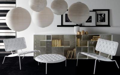 Fehér fém szett - nappali ötlet, modern stílusban