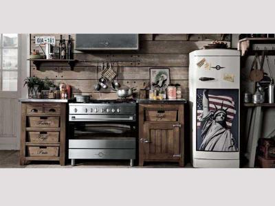 amerikai lobogó a koyhában - konyha / étkező ötlet, rusztikus stílusban