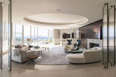 Kör alakú nappali - nappali ötlet, modern stílusban