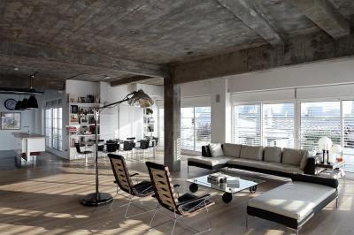 Industrial nappali - nappali ötlet, modern stílusban