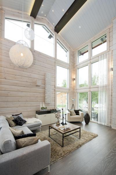 Nappali világos színekkel, gerendaházban - nappali ötlet, modern stílusban