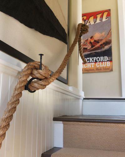 Hajókötél korlát - tetőtér ötlet, modern stílusban