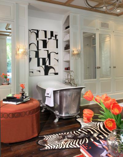 Eklektikus fürdő ezüst lábaskáddal - fürdő / WC ötlet