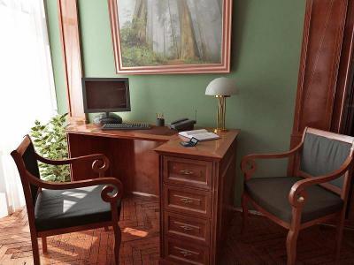 Zöldre festve - dolgozószoba ötlet, klasszikus stílusban