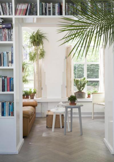 Könyvespolc ajtó körül - nappali ötlet, modern stílusban