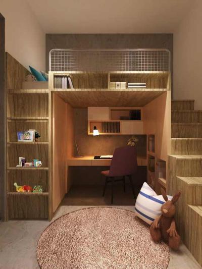 Tanulókuckó az ágy alatt - gyerekszoba ötlet, modern stílusban