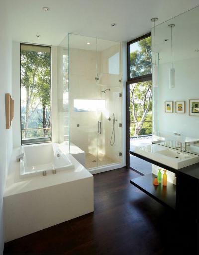 Szögletes fürdőszoba - fürdő / WC ötlet, modern stílusban
