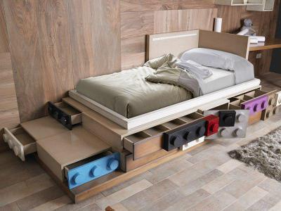 összelegózott gyerekágy - gyerekszoba ötlet, modern stílusban