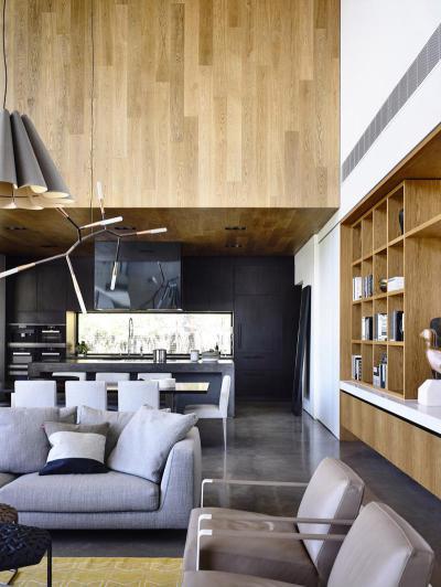 Minimál nappali fával - nappali ötlet