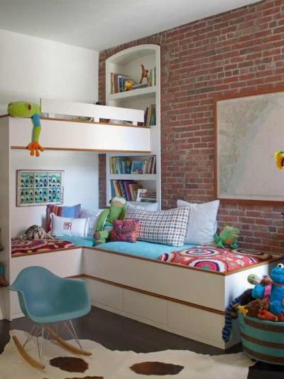 Téglafal - gyerekszoba ötlet, modern stílusban