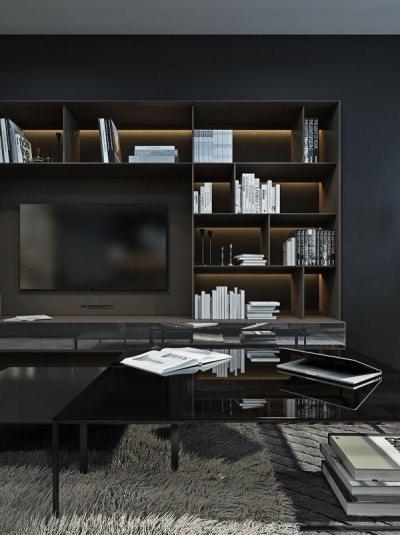 Nappali sötét színekkel - nappali ötlet, modern stílusban