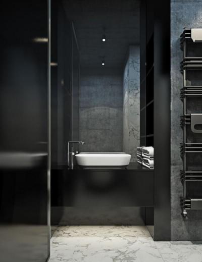 Sötét színekben - fürdő / WC ötlet