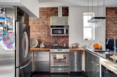 Modern ipari stílusú konyha - konyha / étkező ötlet, modern stílusban