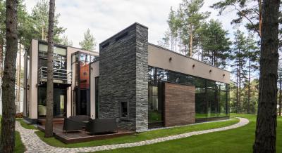 Modern lakóház - homlokzat ötlet, modern stílusban