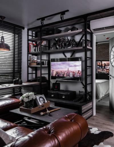 Ipari jellegű nappali - nappali ötlet, modern stílusban