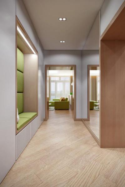 Diagonál fapadló és kiwi zöld kárpítozás - belső továbbiak ötlet, modern stílusban