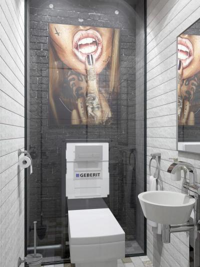 Egy provokáló mellékhelység - fürdő / WC ötlet, modern stílusban