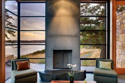 Modern betonkandallós nappali - nappali ötlet, modern stílusban