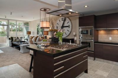 modern konyha faliórával - konyha / étkező ötlet, modern stílusban