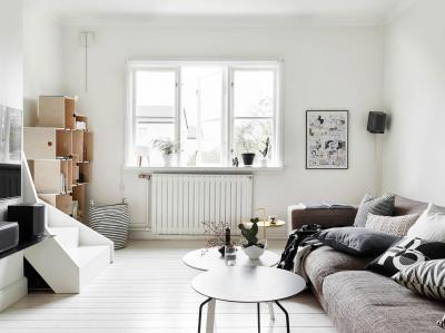 Skandináv lakás - nappali ötlet, modern stílusban