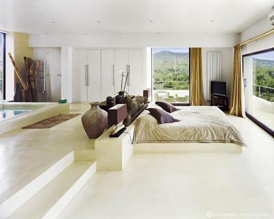 Jacuzzi a hálószobában - háló ötlet, modern stílusban